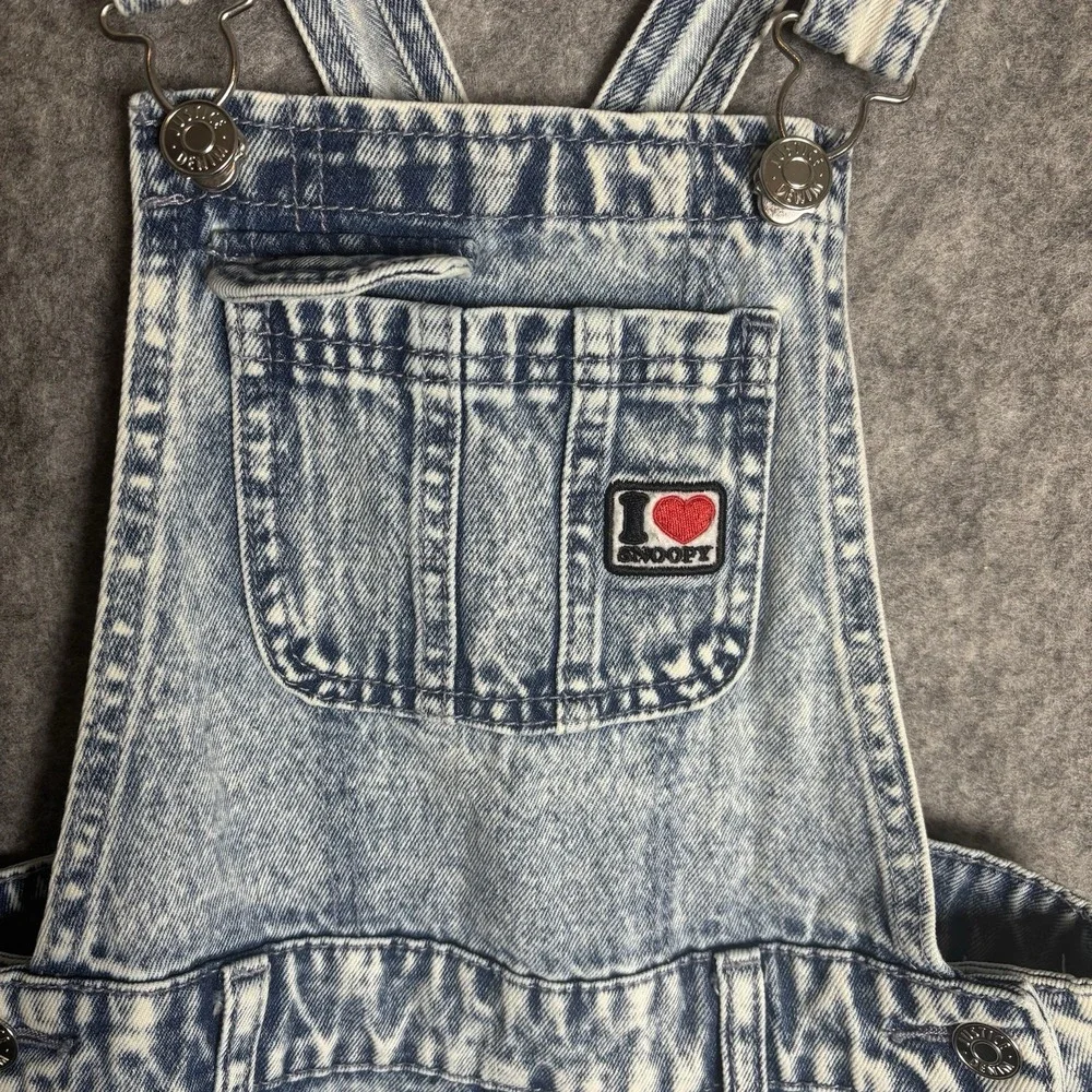 Justice Stone‎ Wash Snoopy Collab Short Overalls Girls Size 7